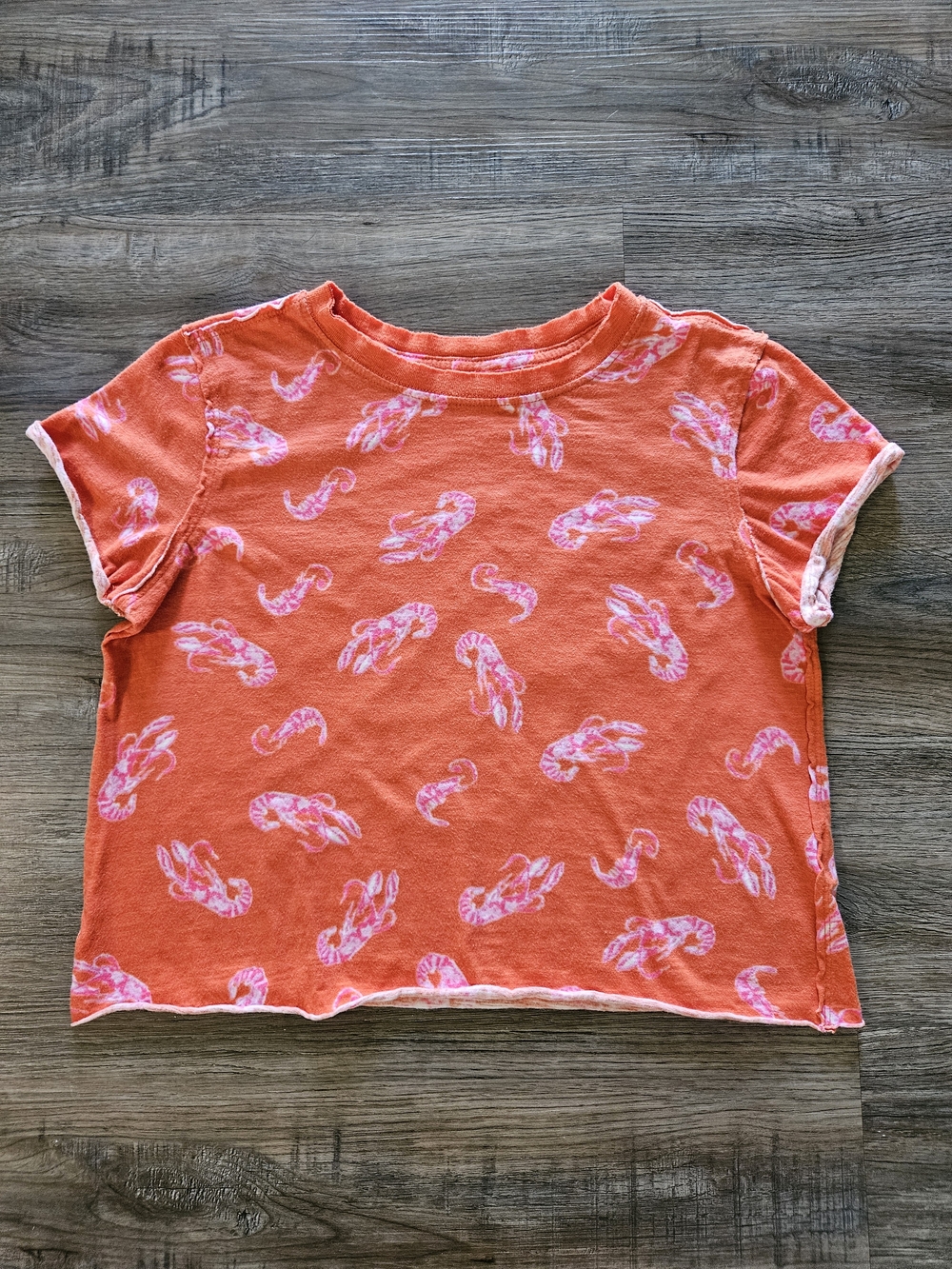 Maeve 100% Cotton Whimsical Shrimp Print Graphic Boxy Tee